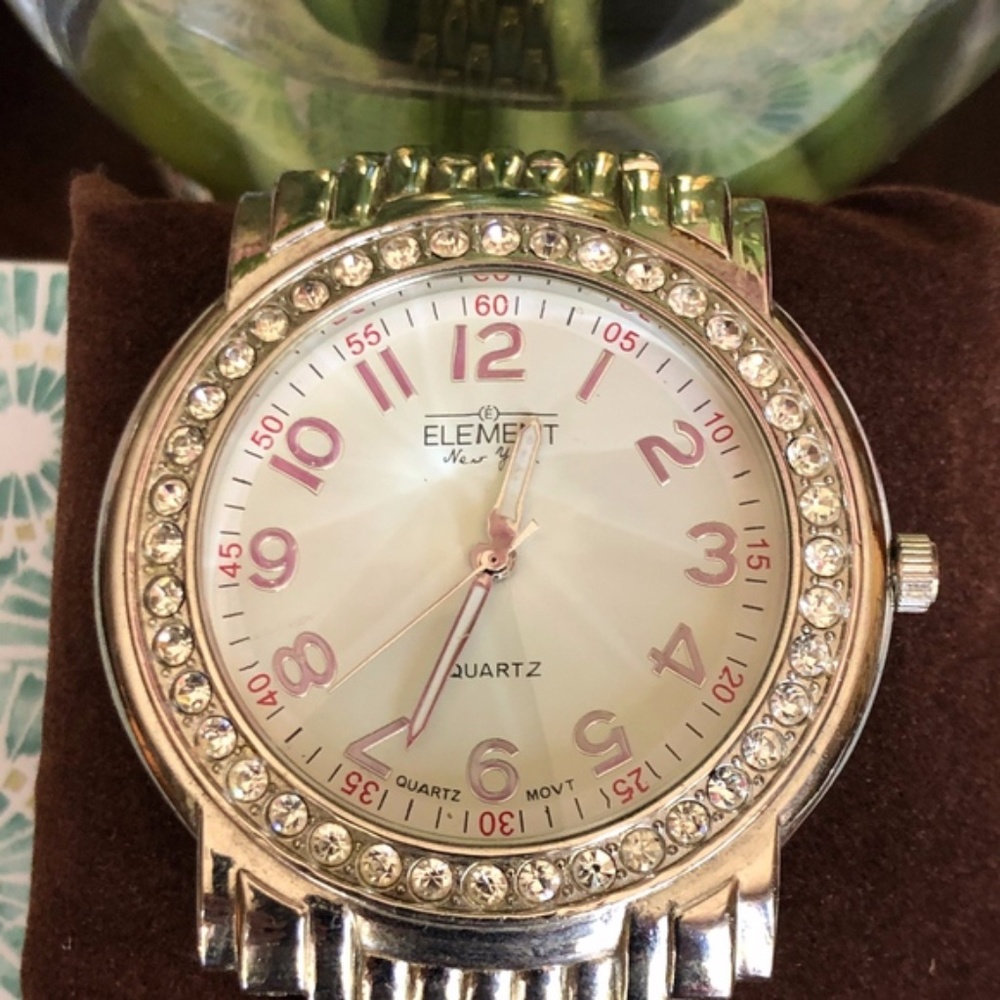 Elements Stainless Watch Oversized Rhinestone Face - image 2